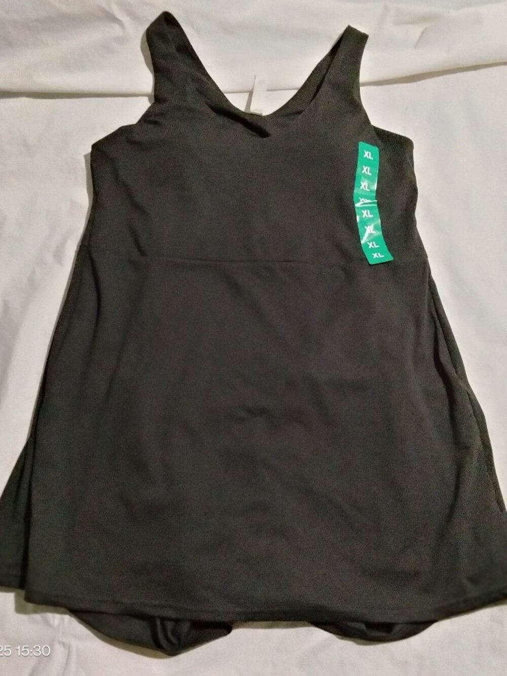 Elle Sport Women’s Active Tank Dress Built In Bra & Shorts Black XL